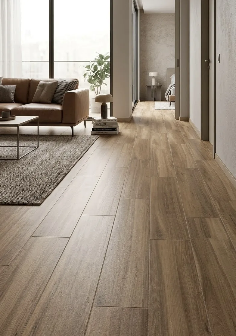 Piastrella gres porcellanato da interno 22,5x91 Daikan Noce effetto Legno. Pavimento o Rivestimento