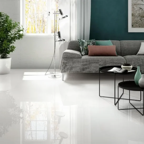 Piastrella gres porcellanato da interno lucido 30x60 cm. BeW White High Glossy Florim effetto tinta unita. Pavimento o Rivestimento