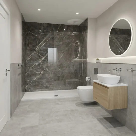 Piastrella gres porcellanato da interno R9 60x120 cm. Elementi Pearl effetto cemento. Pavimento o Rivestimento