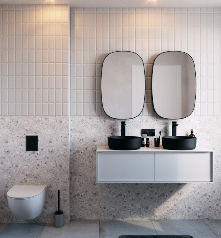 "Rivestimento in pasta bianca formato 7,5x15 cm colore bianco opaco, ideale per bagni e cucine in stile moderno e vintage minimalista"