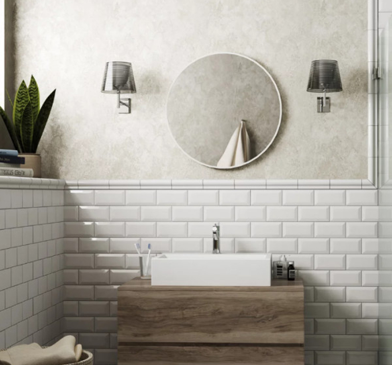 "Piastrelle 10x20 in pasta bianca bianco lucido diamantato per bagni e cucine moderne e vintage"
