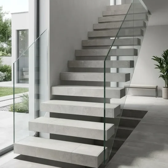 Piastrella gres porcellanato da interno 30x120 Rc Light Grey effetto cemento grigio. Pavimento o Rivestimento, ideale per rivestire scale.