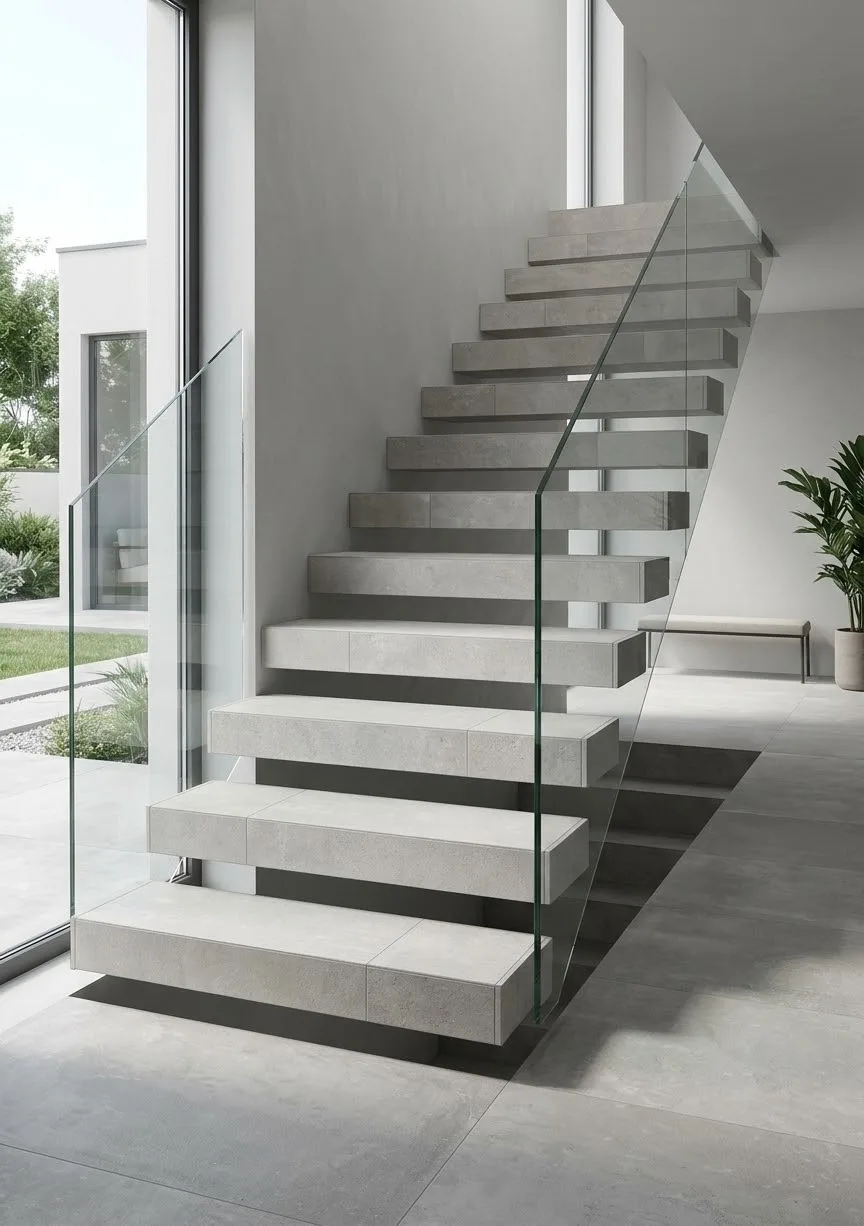 Piastrella gres porcellanato da interno 30x120 Rc Light Grey effetto cemento grigio. Pavimento o Rivestimento, ideale per rivestire scale.