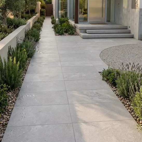 Piastrella gres porcellanato spessore 2cm. da esterno 60x120 cm. ABK Group effetto cemento.